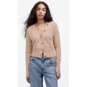 Madewell Alpaca-Blend V-Neck Cardigan WMNS S Pink Button Front NU530 Cropped LS